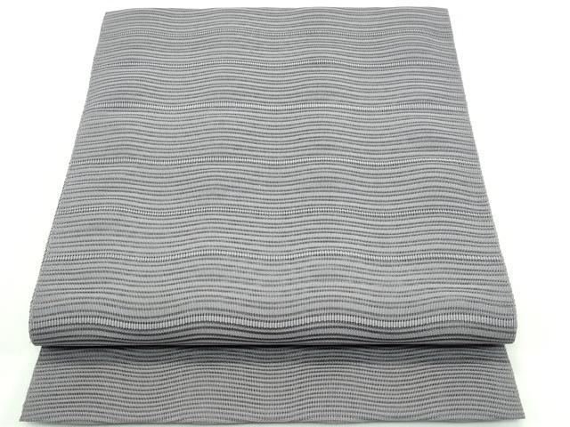平和屋着物＊夏物　八寸名古屋帯　絽綴れ　よろけ縞　紫鼠色　正絹　逸品　CABF4761rv