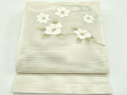 平和屋着物＊夏物　八寸名古屋帯　絽綴れ　草花文　金銀糸　正絹　逸品　CABF4763rv