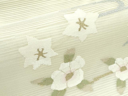 平和屋着物＊夏物　八寸名古屋帯　絽綴れ　草花文　金銀糸　正絹　逸品　CABF4763rv