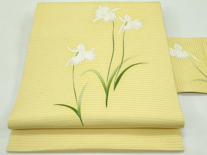 平和屋着物＊夏物　絽塩瀬　九寸名古屋帯　草花文　正絹　逸品　CABF4766rv