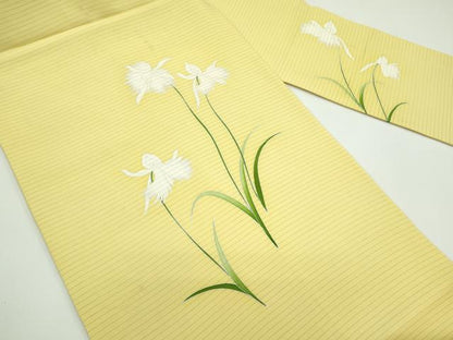 平和屋着物＊夏物　絽塩瀬　九寸名古屋帯　草花文　正絹　逸品　CABF4766rv