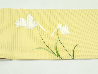 平和屋着物＊夏物　絽塩瀬　九寸名古屋帯　草花文　正絹　逸品　CABF4766rv