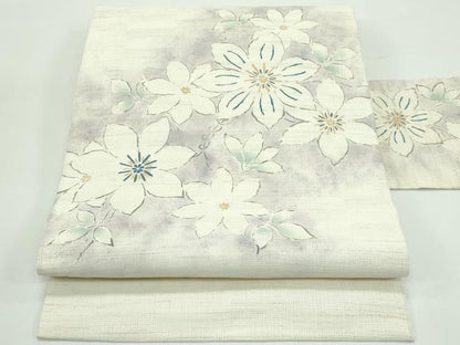 平和屋着物＊夏物　九寸名古屋帯　舞花文　麻　逸品　CABF4770rv