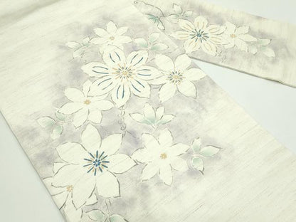 平和屋着物＊夏物　九寸名古屋帯　舞花文　麻　逸品　CABF4770rv