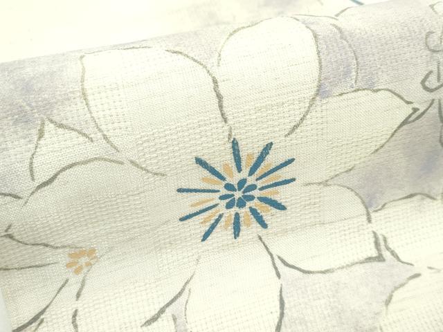 平和屋着物＊夏物　九寸名古屋帯　舞花文　麻　逸品　CABF4770rv