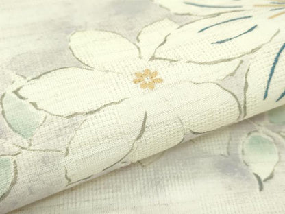 平和屋着物＊夏物　九寸名古屋帯　舞花文　麻　逸品　CABF4770rv