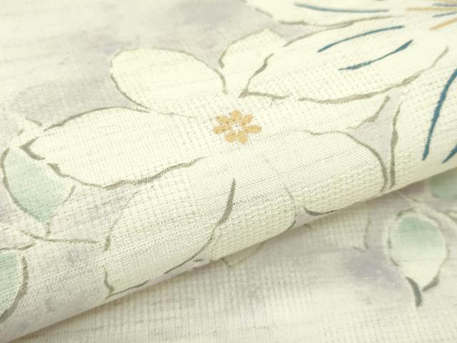 平和屋着物＊夏物　九寸名古屋帯　舞花文　麻　逸品　CABF4770rv