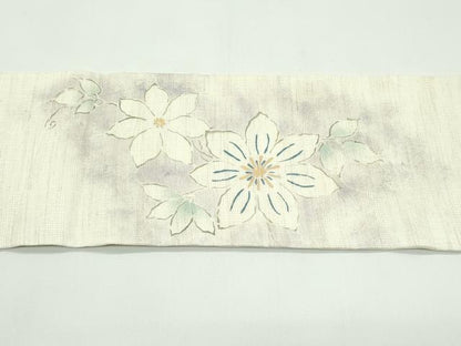 平和屋着物＊夏物　九寸名古屋帯　舞花文　麻　逸品　CABF4770rv