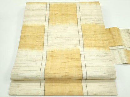 平和屋着物＊夏物　九寸名古屋帯　市松間道　麻　逸品　CABF4771rv
