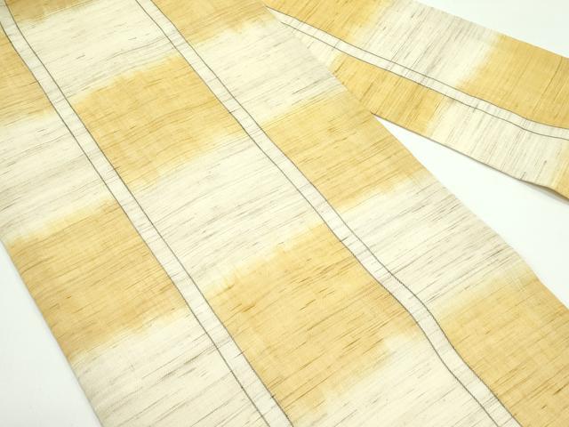 平和屋着物＊夏物　九寸名古屋帯　市松間道　麻　逸品　CABF4771rv