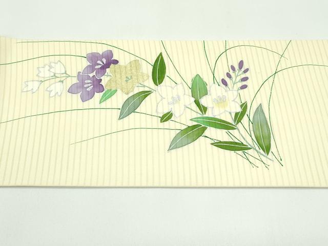 平和屋着物＊夏物　絽塩瀬　九寸名古屋帯　地紙桔梗文　金銀彩　正絹　逸品　CABF4772rv