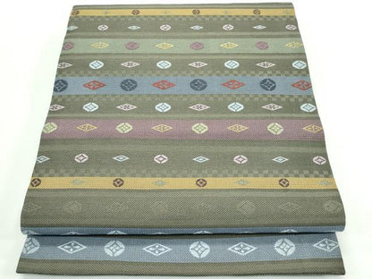 平和屋着物＊夏物　九寸開き名古屋帯　七宝文　金糸　正絹　逸品　CABF4776rv