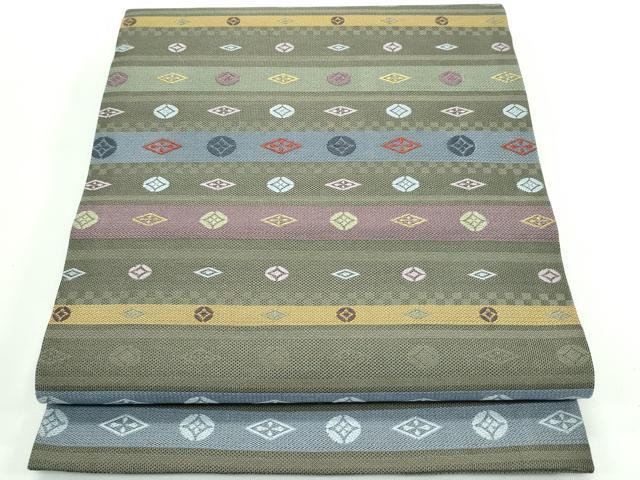 平和屋着物＊夏物　九寸開き名古屋帯　七宝文　金糸　正絹　逸品　CABF4776rv