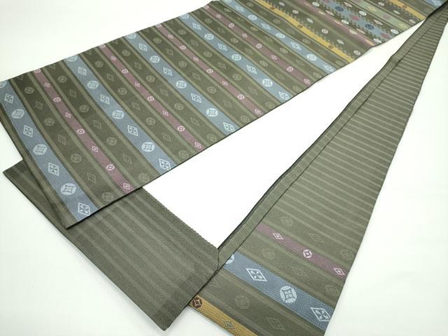平和屋着物＊夏物　九寸開き名古屋帯　七宝文　金糸　正絹　逸品　CABF4776rv