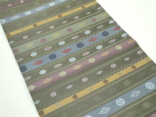 平和屋着物＊夏物　九寸開き名古屋帯　七宝文　金糸　正絹　逸品　CABF4776rv