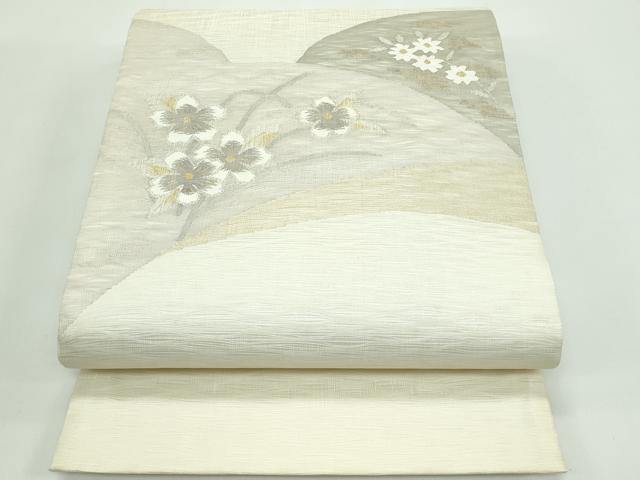 平和屋着物＊夏物 太鼓柄袋帯 草花文 金銀糸 正絹 逸品 CABF4779rv