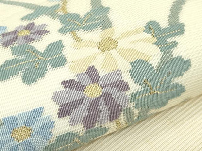 平和屋着物＊夏物 太鼓柄袋帯 絽綴れ 菊 金糸 正絹 逸品 未使用 CABF4780rv
