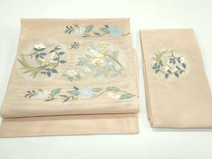 平和屋着物＊夏物　つけ帯　絽綴れ　花喰い鳥　金銀糸　正絹　逸品　CABF4781rv