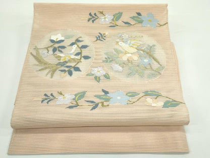 平和屋着物＊夏物　つけ帯　絽綴れ　花喰い鳥　金銀糸　正絹　逸品　CABF4781rv