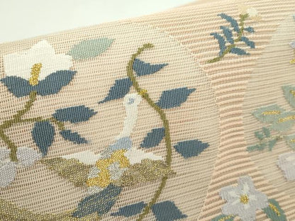 平和屋着物＊夏物　つけ帯　絽綴れ　花喰い鳥　金銀糸　正絹　逸品　CABF4781rv
