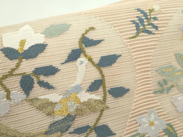 平和屋着物＊夏物　つけ帯　絽綴れ　花喰い鳥　金銀糸　正絹　逸品　CABF4781rv