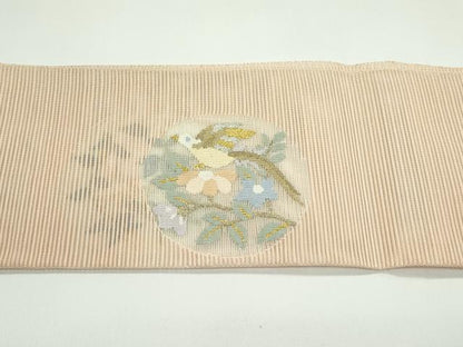 平和屋着物＊夏物　つけ帯　絽綴れ　花喰い鳥　金銀糸　正絹　逸品　CABF4781rv