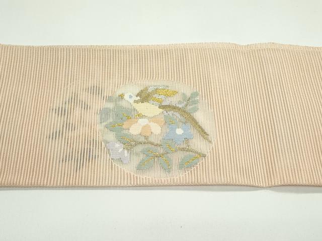 平和屋着物＊夏物　つけ帯　絽綴れ　花喰い鳥　金銀糸　正絹　逸品　CABF4781rv