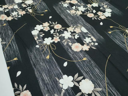 平和屋着物∴夏物　浴衣　花丸文　黒地　綿　逸品　CABF4782rv