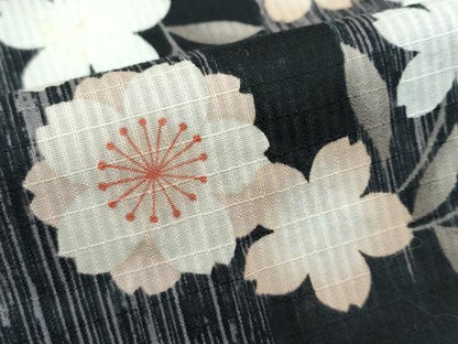 平和屋着物∴夏物　浴衣　花丸文　黒地　綿　逸品　CABF4782rv