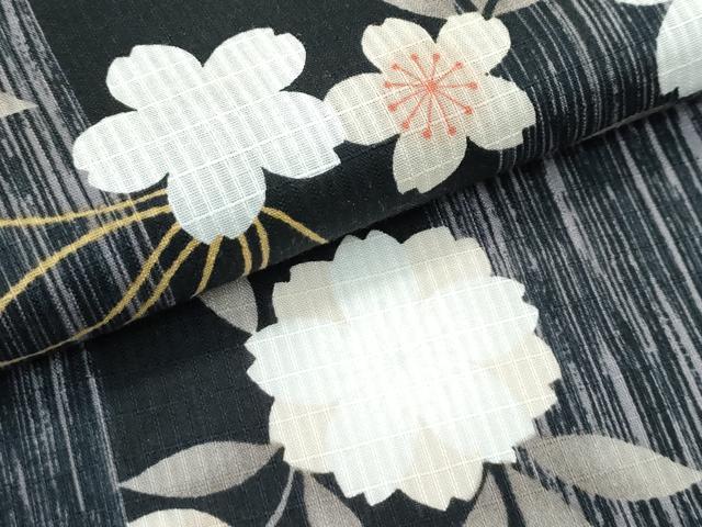 平和屋着物∴夏物　浴衣　花丸文　黒地　綿　逸品　CABF4782rv