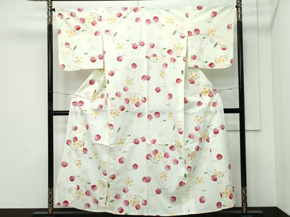 平和屋着物∴夏物　YUKI TORII　鳥居ユキ　浴衣　さんび謹製　桜　さくらんぼ　綿　逸品　CABF4783rv