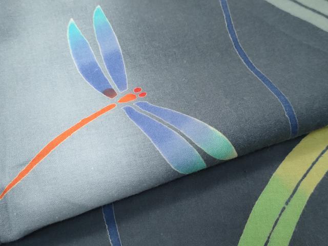 平和屋着物∴夏物　浴衣　トンボ　綿　逸品　CABF4785rv