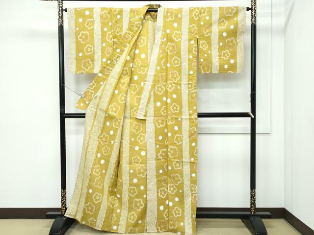 平和屋着物∴夏物　浴衣　舞花鹿の子間道　綿　逸品　CABF4786rv