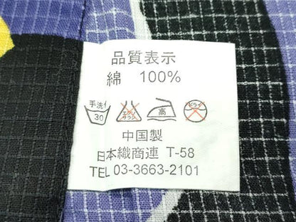 平和屋着物∴夏物　浴衣　綿紅梅　市松草花文　綿　逸品　CABF4787rv