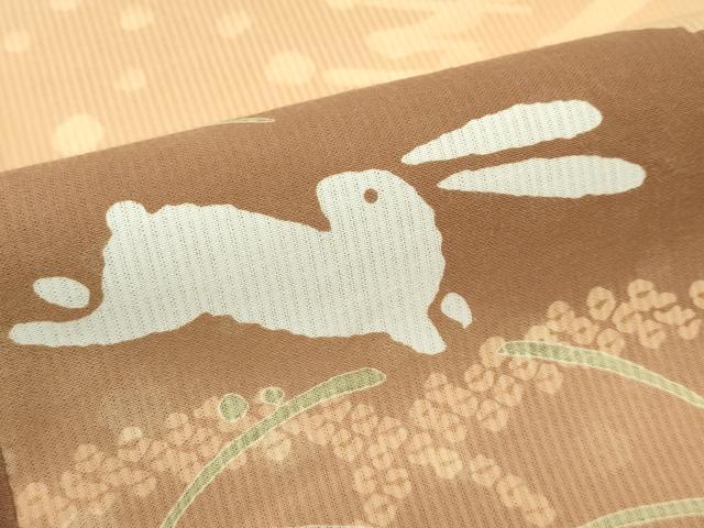 平和屋着物∴夏物　浴衣　跳び兎　綿　逸品　CABF4788rv