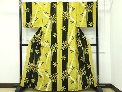 平和屋着物∴夏物　浴衣　藤花房　間道　日本製　綿　逸品　CABF4791rv