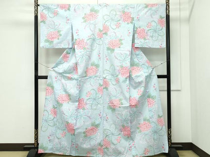 平和屋着物∴夏物　浴衣　紫陽花　舞花文　綿　逸品　CABF4792rv
