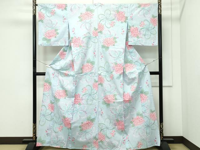 平和屋着物∴夏物　浴衣　紫陽花　舞花文　綿　逸品　CABF4792rv