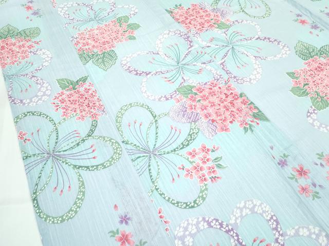 平和屋着物∴夏物　浴衣　紫陽花　舞花文　綿　逸品　CABF4792rv