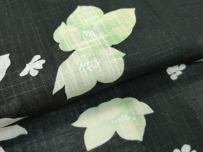 平和屋着物∴夏物　浴衣　舞花文　黒地　綿　逸品　CABF4793rv