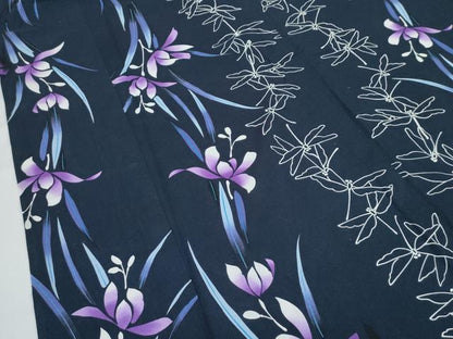 平和屋着物∴夏物　浴衣　トンボ　草花文　日本製　綿　逸品　CABF4794rv