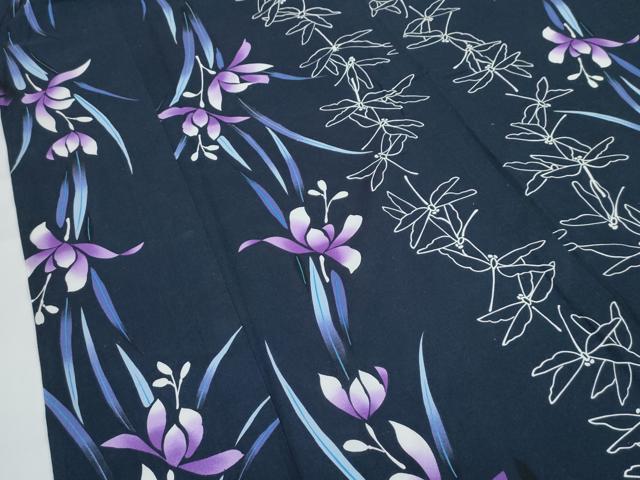 平和屋着物∴夏物　浴衣　トンボ　草花文　日本製　綿　逸品　CABF4794rv