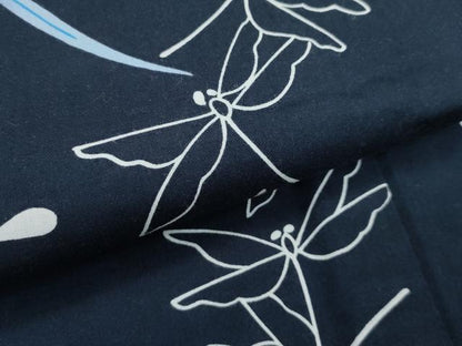 平和屋着物∴夏物　浴衣　トンボ　草花文　日本製　綿　逸品　CABF4794rv