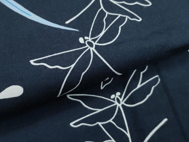 平和屋着物∴夏物　浴衣　トンボ　草花文　日本製　綿　逸品　CABF4794rv