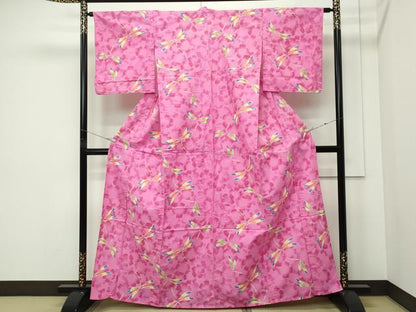 平和屋着物∴夏物　浴衣　花尽くし　トンボ　綿　逸品　CABF4795rv