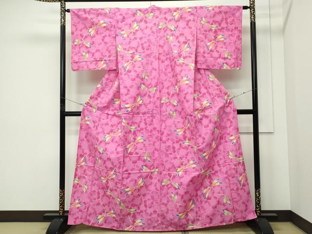 平和屋着物∴夏物　浴衣　花尽くし　トンボ　綿　逸品　CABF4795rv