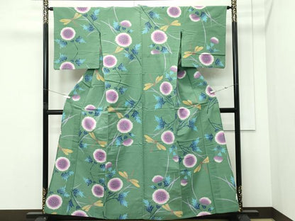 平和屋着物∴夏物　浴衣　トンボ　草花文　綿　逸品　CABF4796rv