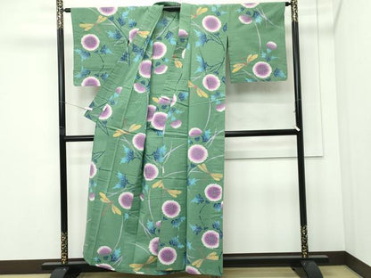平和屋着物∴夏物　浴衣　トンボ　草花文　綿　逸品　CABF4796rv