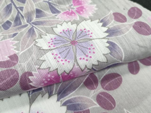 平和屋着物∴夏物　浴衣　草花丸文　黒地　綿　逸品　CABF4797rv