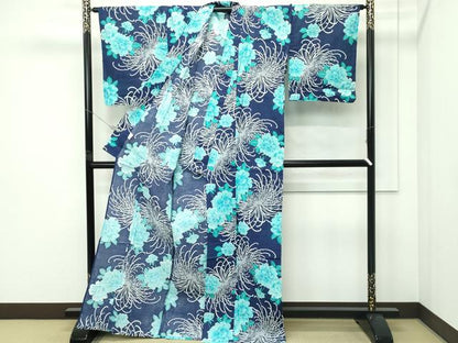 平和屋着物∴夏物　浴衣　牡丹　乱菊　綿　逸品　CABF4800rv